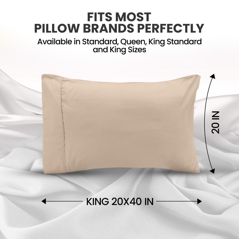 Utopia Bedding أغطية وسائد كينج من يوتوبيا - عبوة 2 - إغلاق ظرفي - قماش ميكروفايبر ناعم مصقول - أغطية وسائد مقاومة للانكماش والتلاشي بحجم كينج 20 × 40 بوصة (كينج، بيج) - Image 2